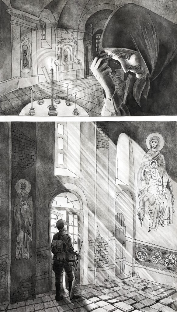 Выставка "Образ защитника Отечества в произведениях молодых художников": графика