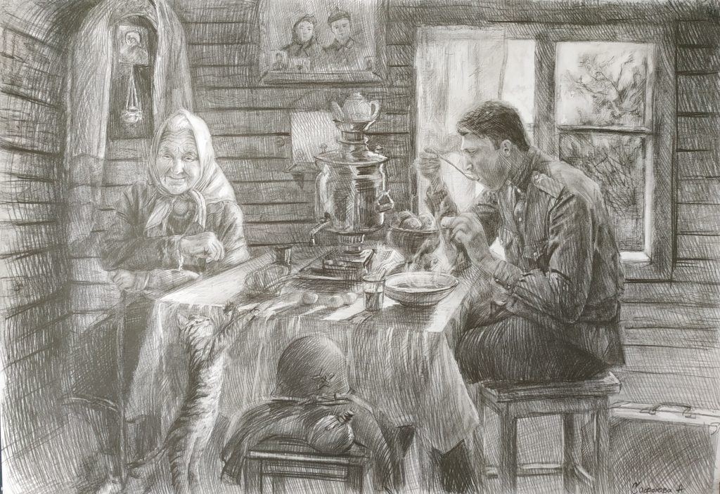 Выставка "Образ защитника Отечества в произведениях молодых художников": графика