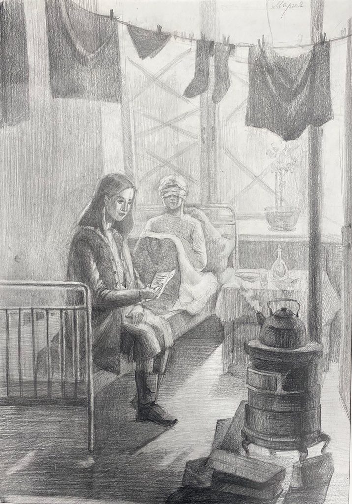 Выставка "Образ защитника Отечества в произведениях молодых художников": графика