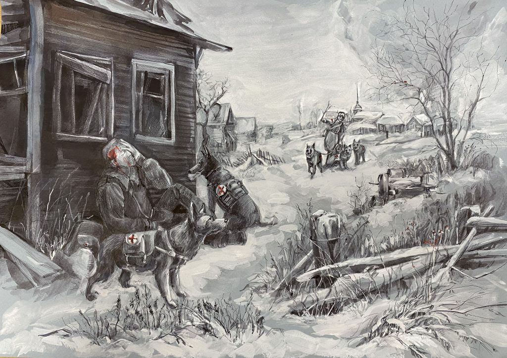 Выставка "Образ защитника Отечества в произведениях молодых художников": графика